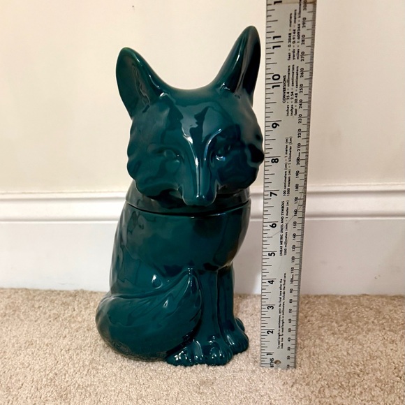 Dark Teal Green Fox Ceramic Cookie Jar - Picture 9 of 9